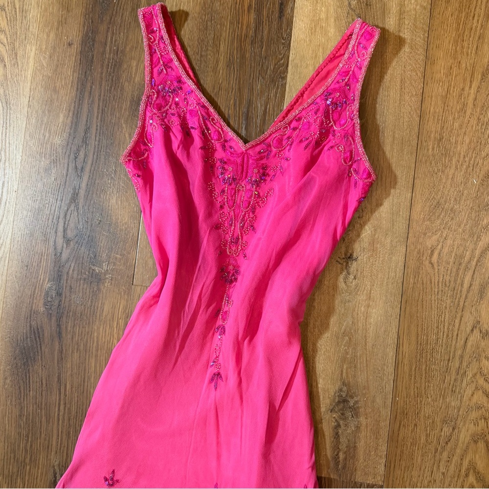 Vintage Y2K 100% Silk Beaded Dress Vintage Beaded Dress Fairy Ombré Rainbow Prom - Picture 17 of 17